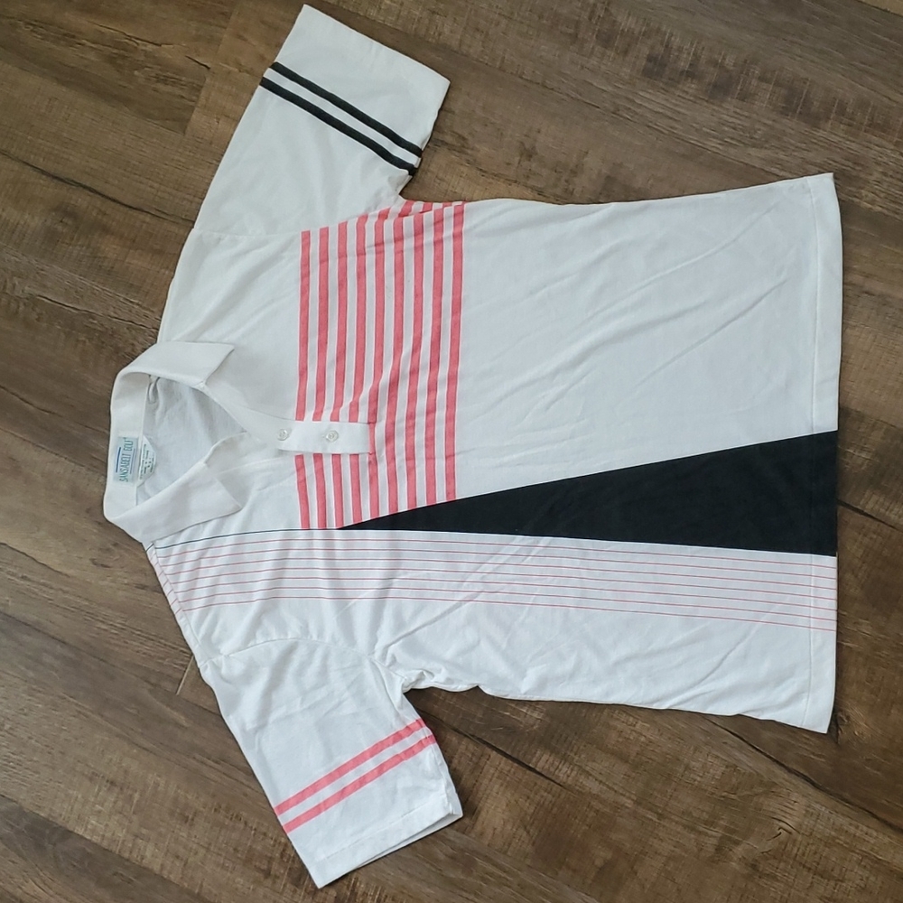 Vintage Sansabelt Golf Polo Short Sleeves Mens Size Medium Stripes